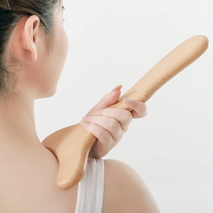 Wooden 3-Prong Gua Sha Massage Tool – 11 Inch Natural Beech Wood Full Body Scraping Board – Waterproof, Ergonomic & Polished for Deep Tissue Relief
