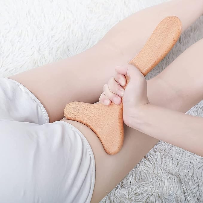 Wooden 3-Prong Gua Sha Massage Tool – 11 Inch Natural Beech Wood Full Body Scraping Board – Waterproof, Ergonomic & Polished for Deep Tissue Relief