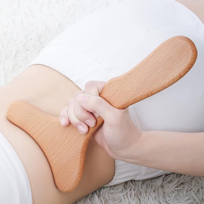 Wooden 3-Prong Gua Sha Massage Tool – 11 Inch Natural Beech Wood Full Body Scraping Board – Waterproof, Ergonomic & Polished for Deep Tissue Relief